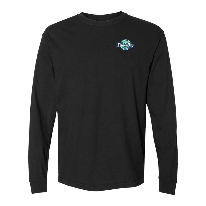 Black long-sleeve shirt with the Island Jay logo on the chest.