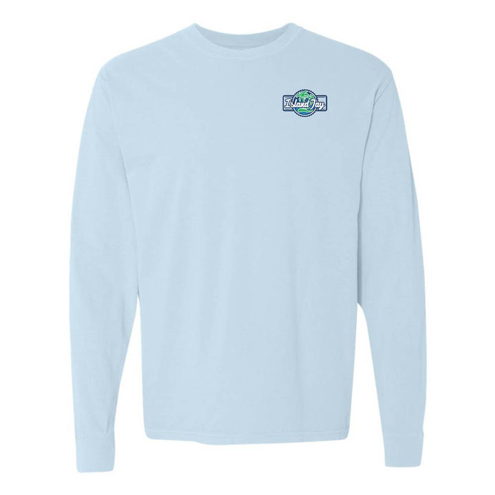 Light blue long-sleeve shirt with the Island Jay logo on the chest.