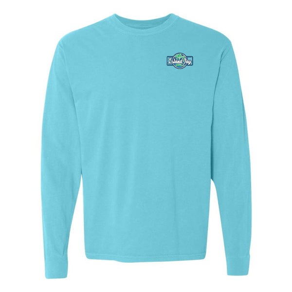 Light blue long-sleeve shirt with the Island Jay logo on the chest.