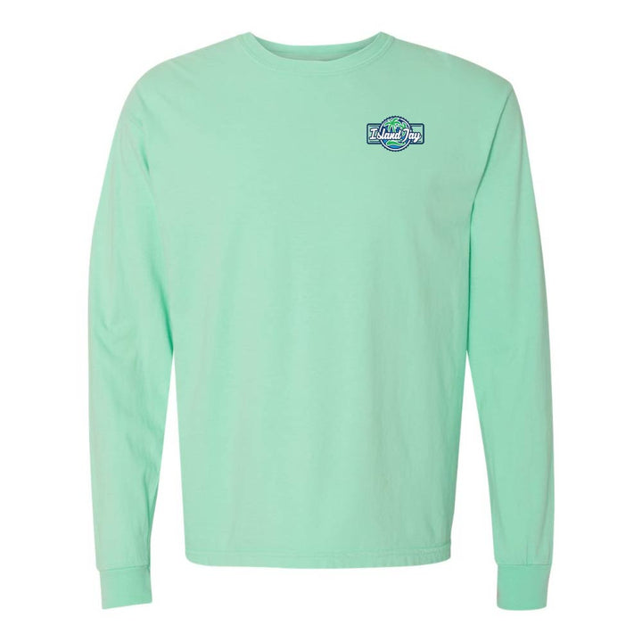 Mint green long-sleeve shirt with the Island Jay logo on the chest.