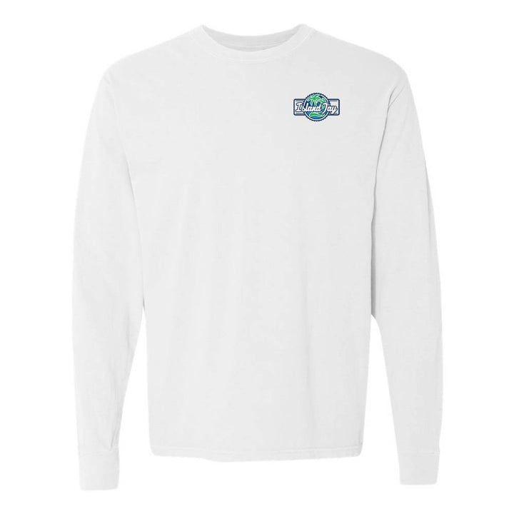 White long-sleeve shirt with the Island Jay logo on the chest.