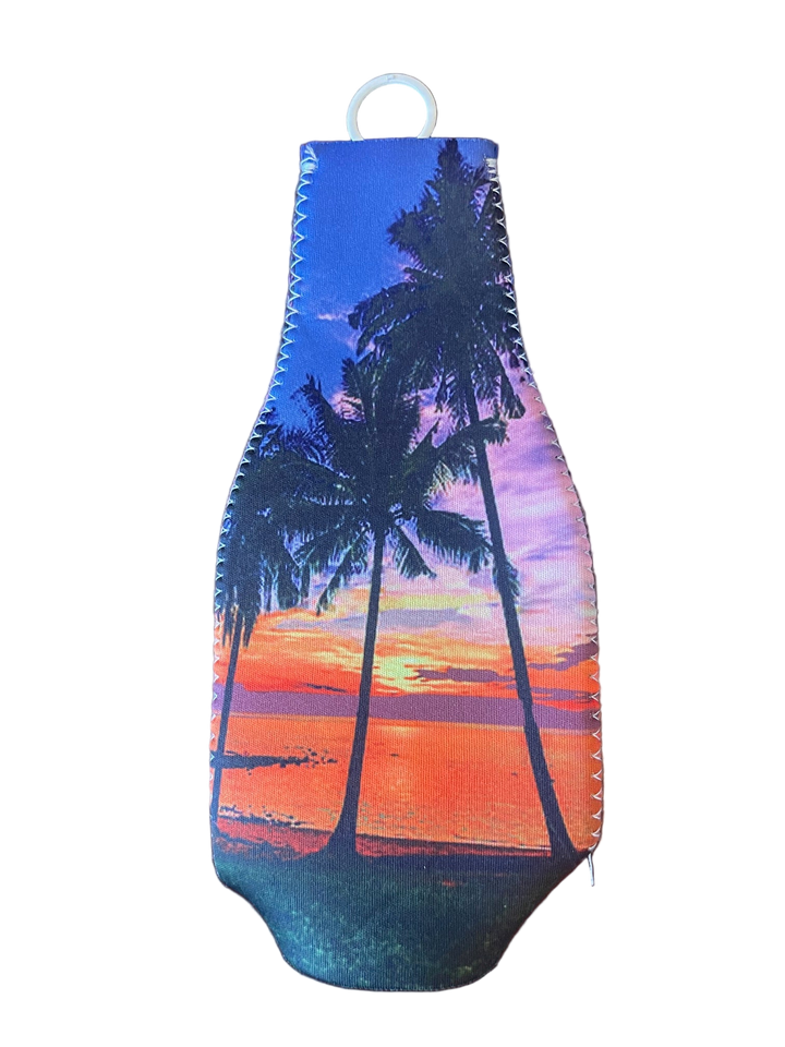 Sunset at the Beach Zippered Beer Bottle Cooler Sleeve