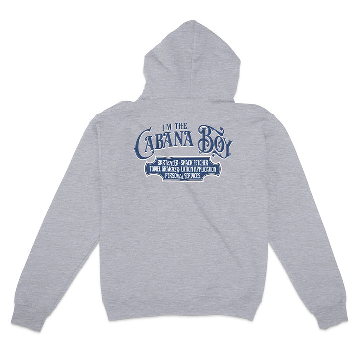 Gray hoodie with text on the back on a white background