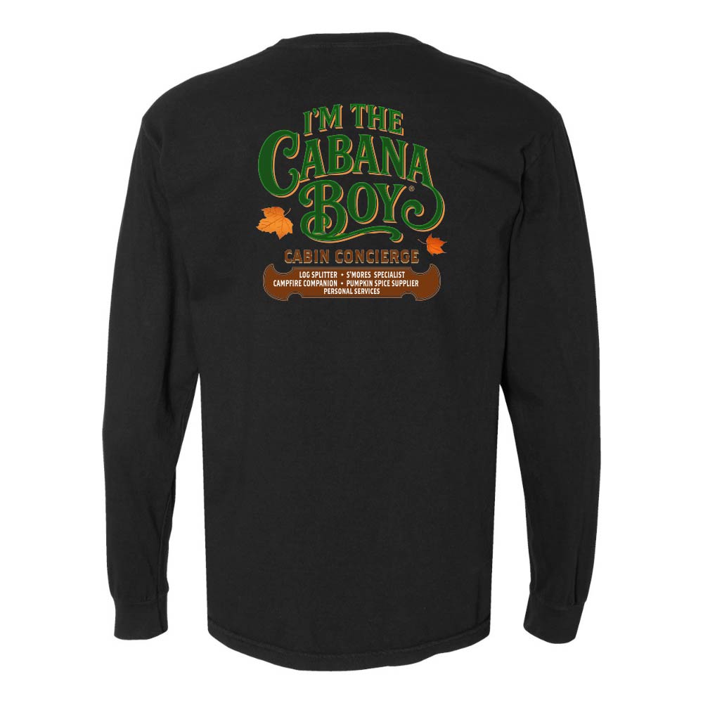 Black long-sleeve shirt with 'I'm the Cabana Boys' text on the back against a white background