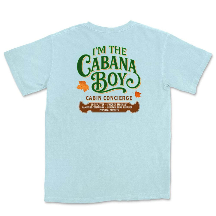 Light blue t-shirt with 'I'm the Cabana Boy' text on a white background