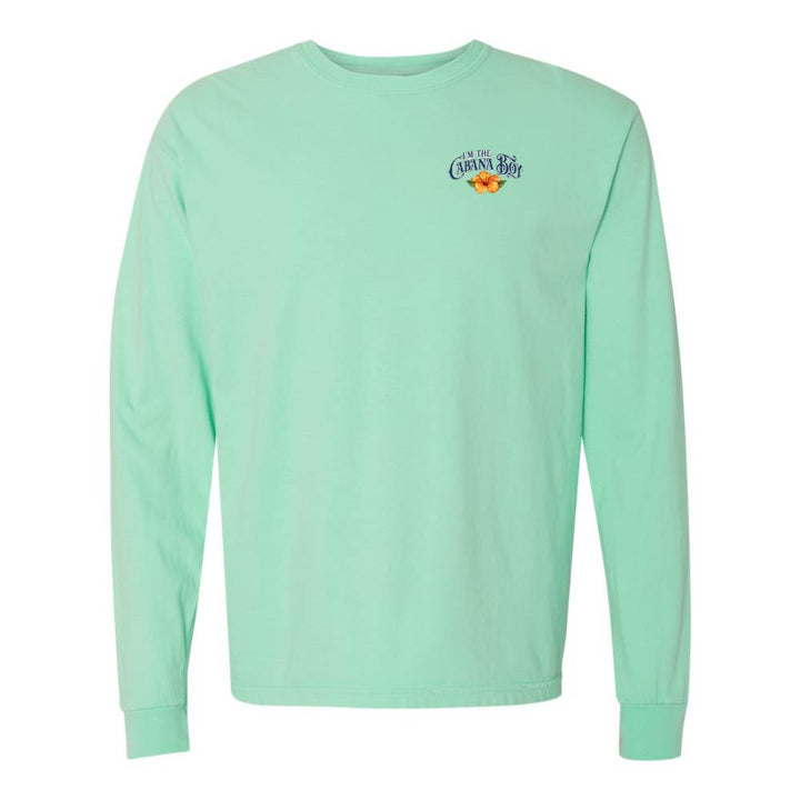Light green Longsleeve T-Shirt with graphic and text on left chest reading "I'm The Cabana Boy"