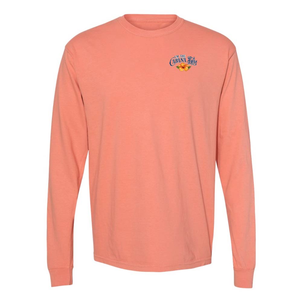 Light orange Longsleeve T-Shirt with graphic and text on left chest reading "I'm The Cabana Boy"