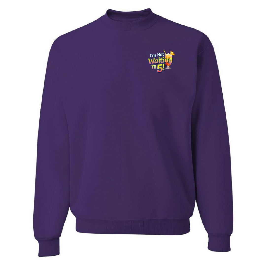 Purple sweatshirt with a logo on the chest against a white background