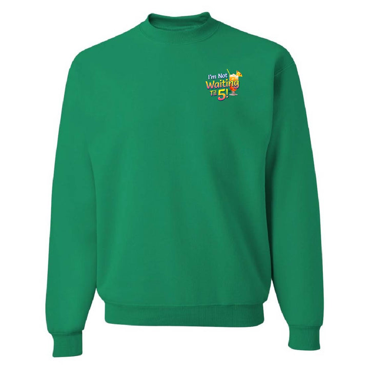 Green sweatshirt with a colorful graphic on the chest against a white background
