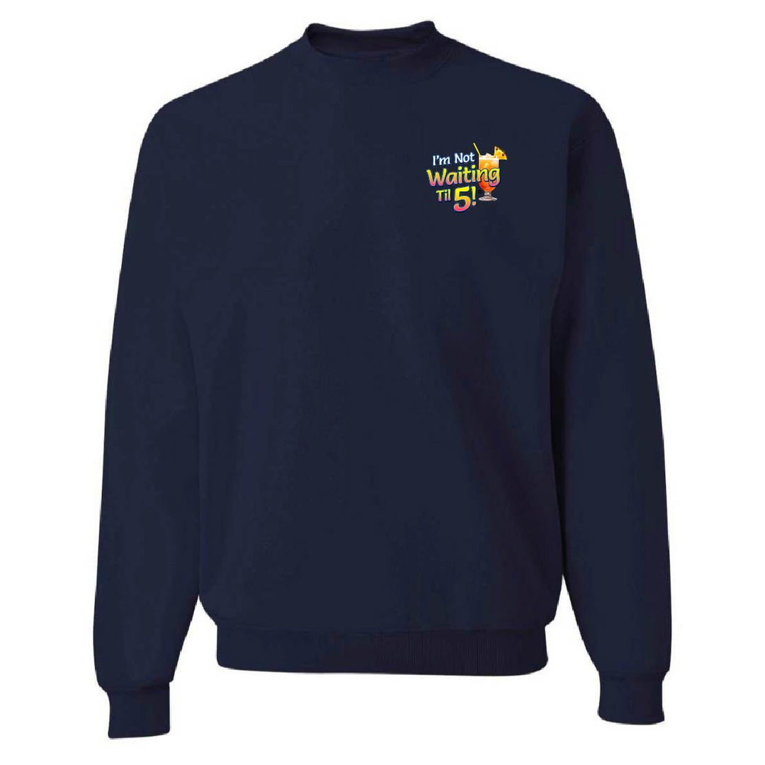 Navy blue sweatshirt with a colorful graphic on the chest against a white background