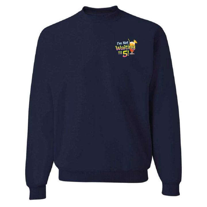 Navy blue sweatshirt with a colorful graphic on the chest against a white background