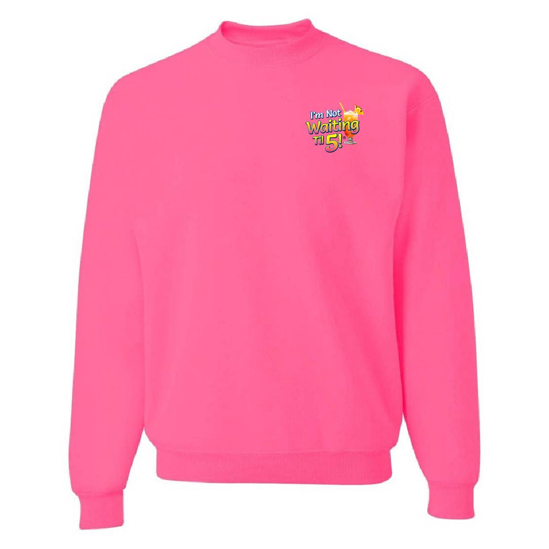 Pink sweatshirt with a small logo on the chest against a white background