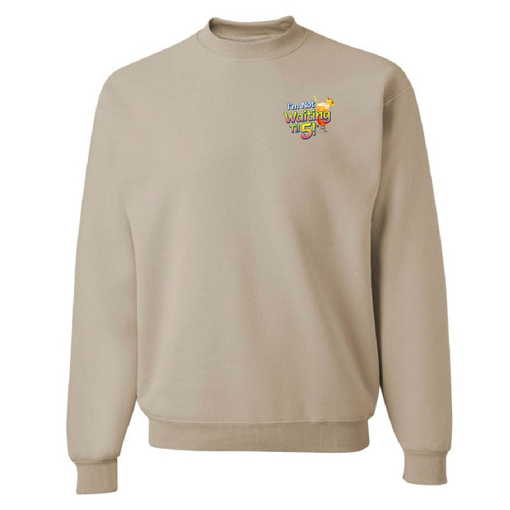 Beige sweatshirt with a colorful graphic on the chest against a white background