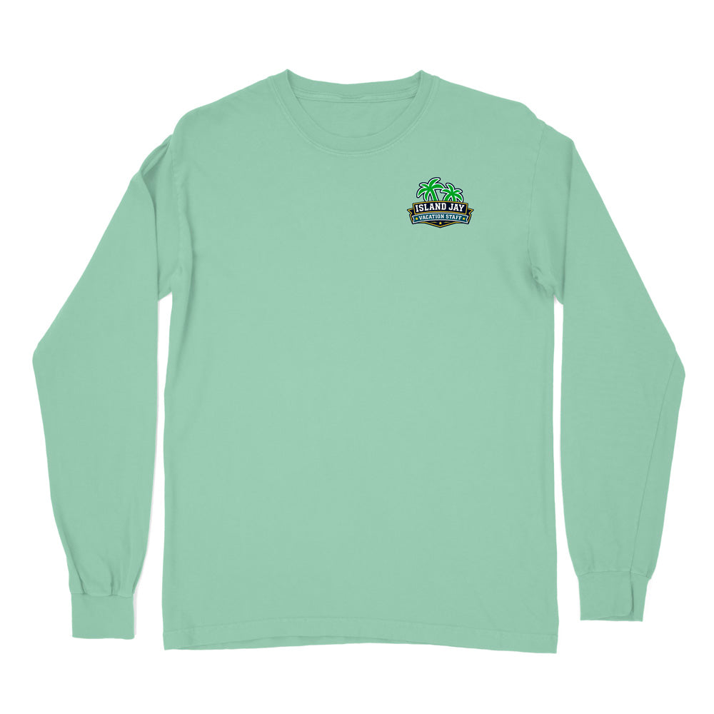 A mint green long-sleeve t-shirt with a small graphic on the left chest reading 'FELPS LAY' and 'SOUTH CAROLINA' with a green shamrock, displayed on a solid white background.