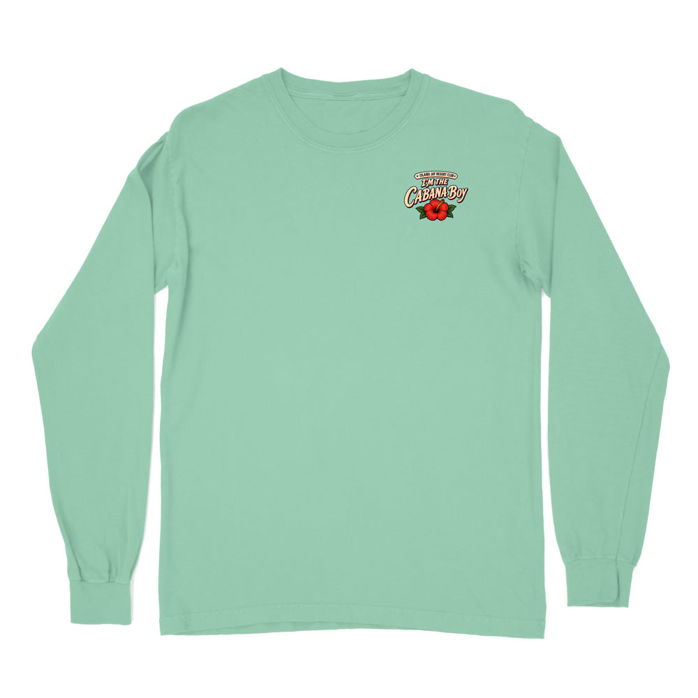 A mint green long-sleeve t-shirt with a small graphic on the left chest reading 'Tennessee Cavalry' in red and white with a red rose, displayed on a solid white background.