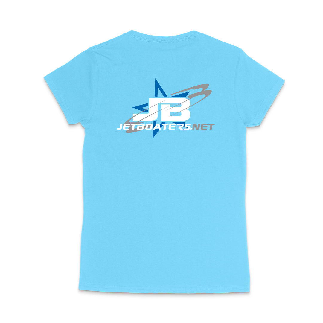 Light blue t-shirt with 'JetBoaters.net' logo on a white background