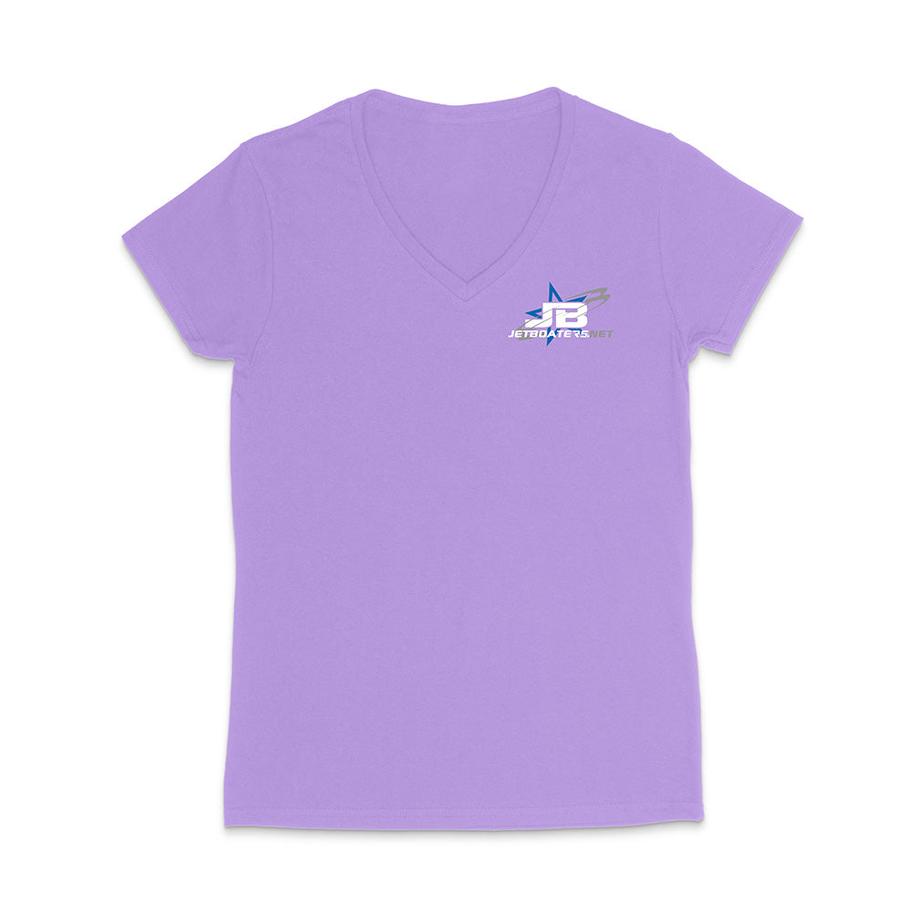 Purple t-shirt with a logo on a white background