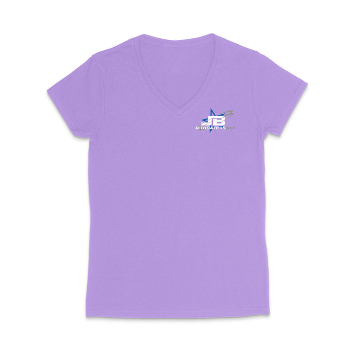 Purple t-shirt with a logo on a white background