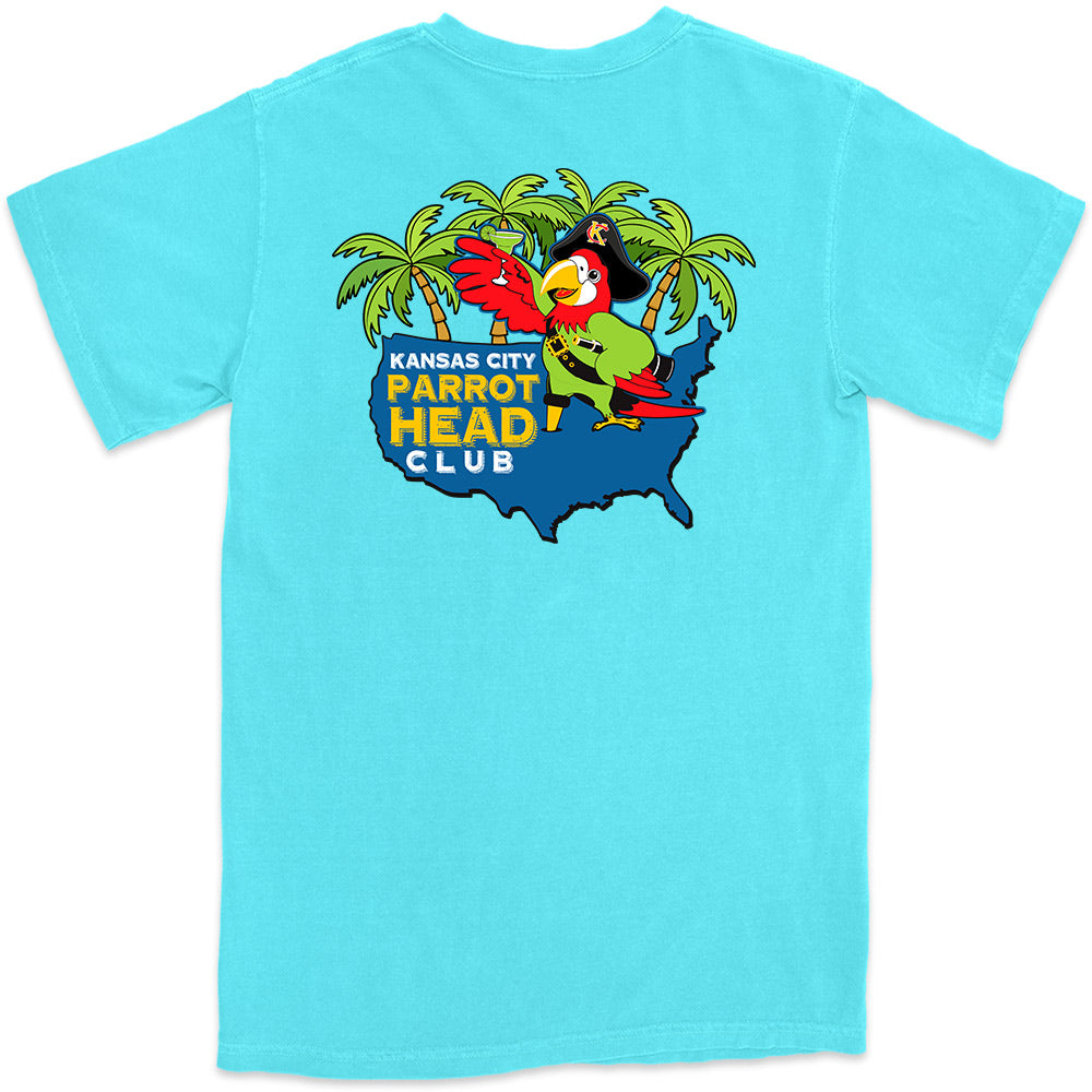 Kansas City Parrot Head Blub Mens T-Shirt  Lagoon Blue