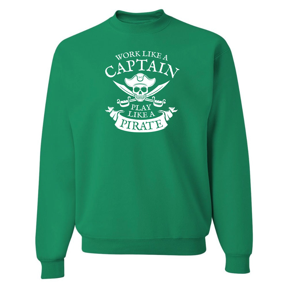 Green sweatshirt with white graphic and text on a white background