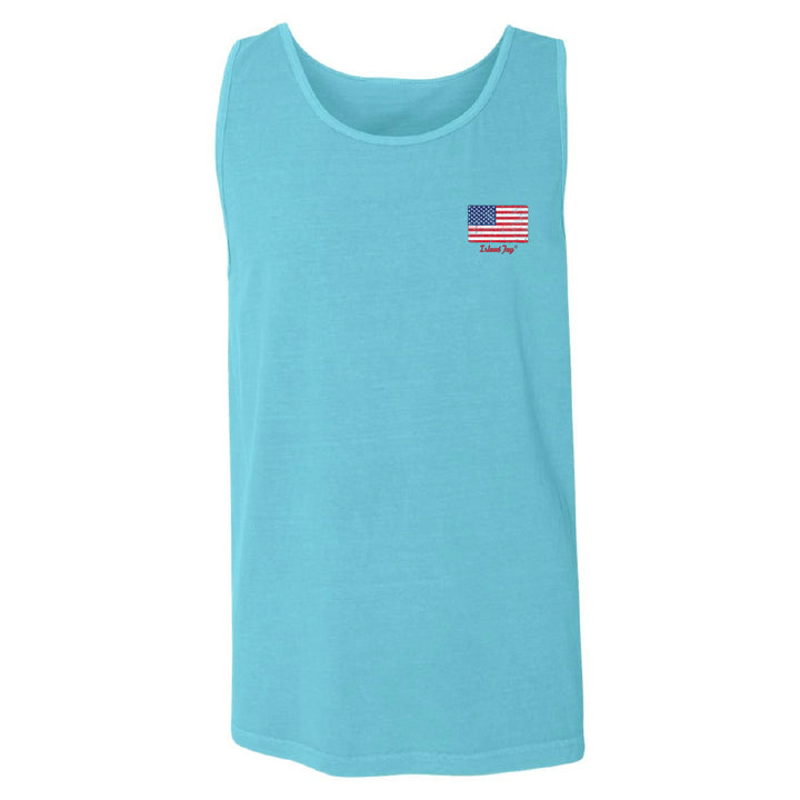 tank top with USA Flag with Island Jay Logo below it