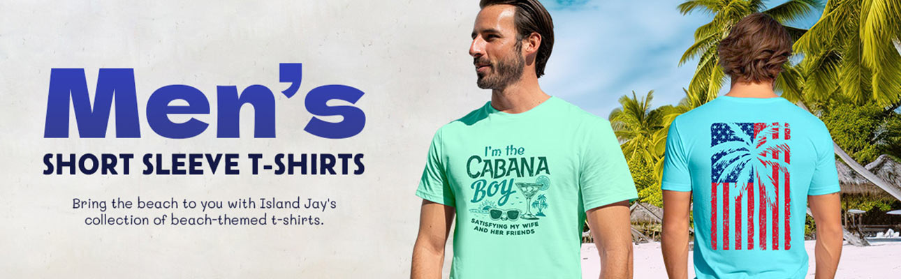 Island Jay's Men's Short Sleeve Beach Tees. High quality men's beach tees printed and shipped from Florida. Featuring unique tropical designs.