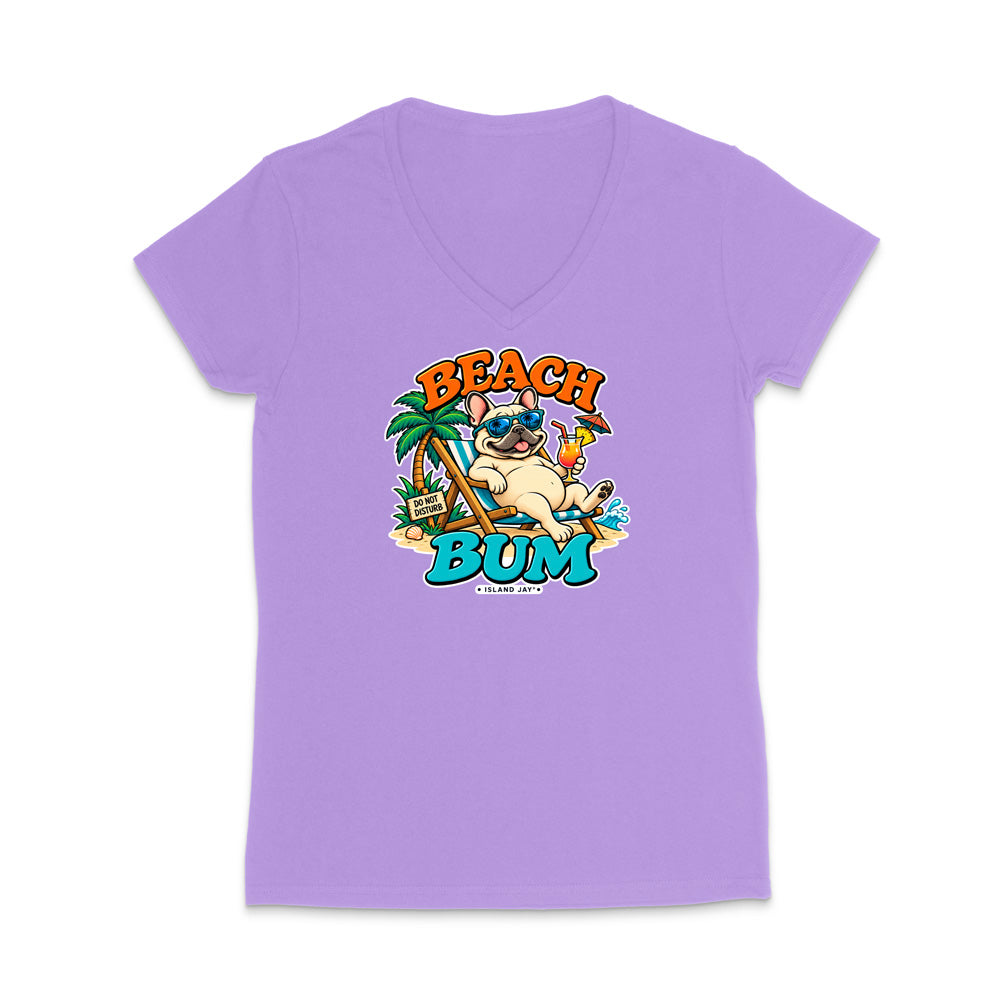 Beach Bum Dog WOMEN'S V-Neck T-Shirt