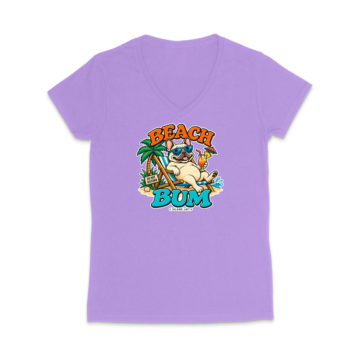 Beach Bum Dog WOMEN'S V-Neck T-Shirt