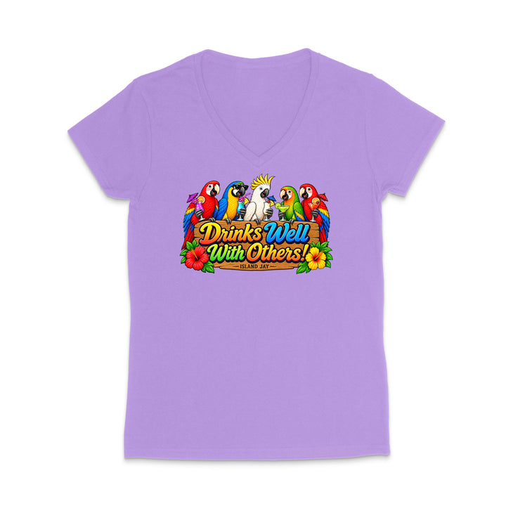 Drinks Well With Others Parrots Women’s V-Neck T-Shirt