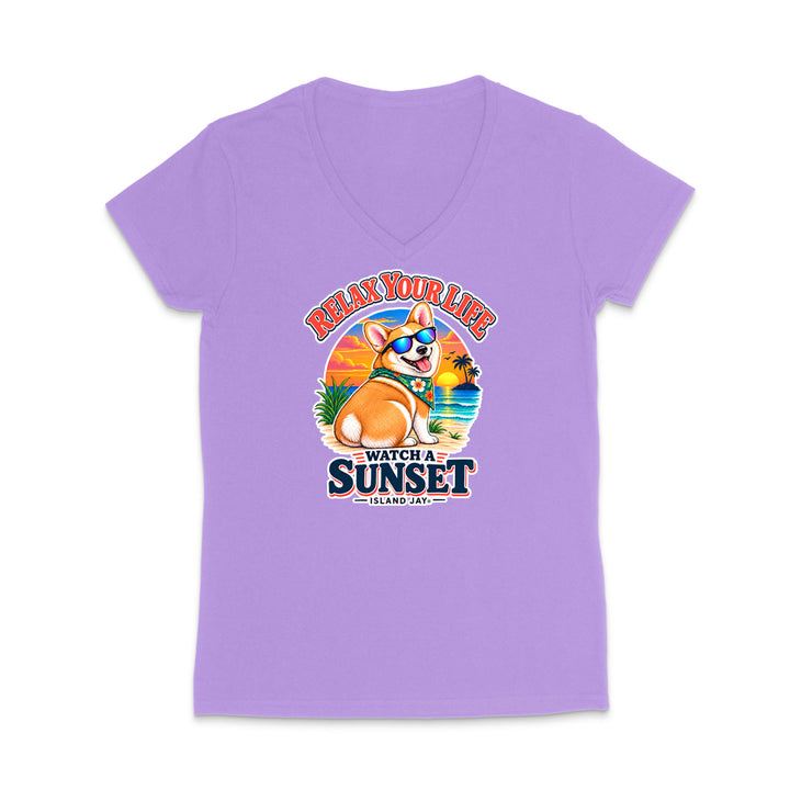Relax Your Life Watch a Sunset WOMEN'S V-Neck T-Shirt