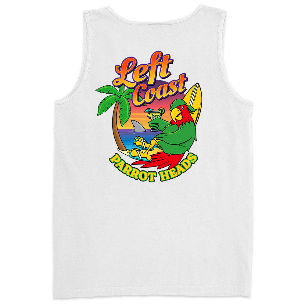 Left Coast Parrot Head Club Tank Top Ocean White