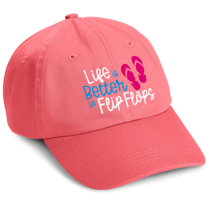 Life Is Better In Flip Flops Hat Coral