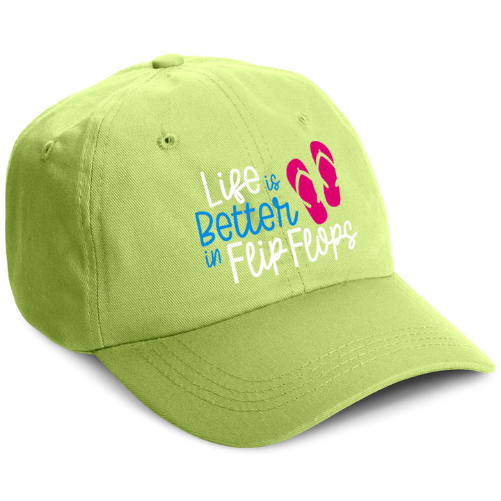 Life Is Better In Flip Flops Hat Key Lime