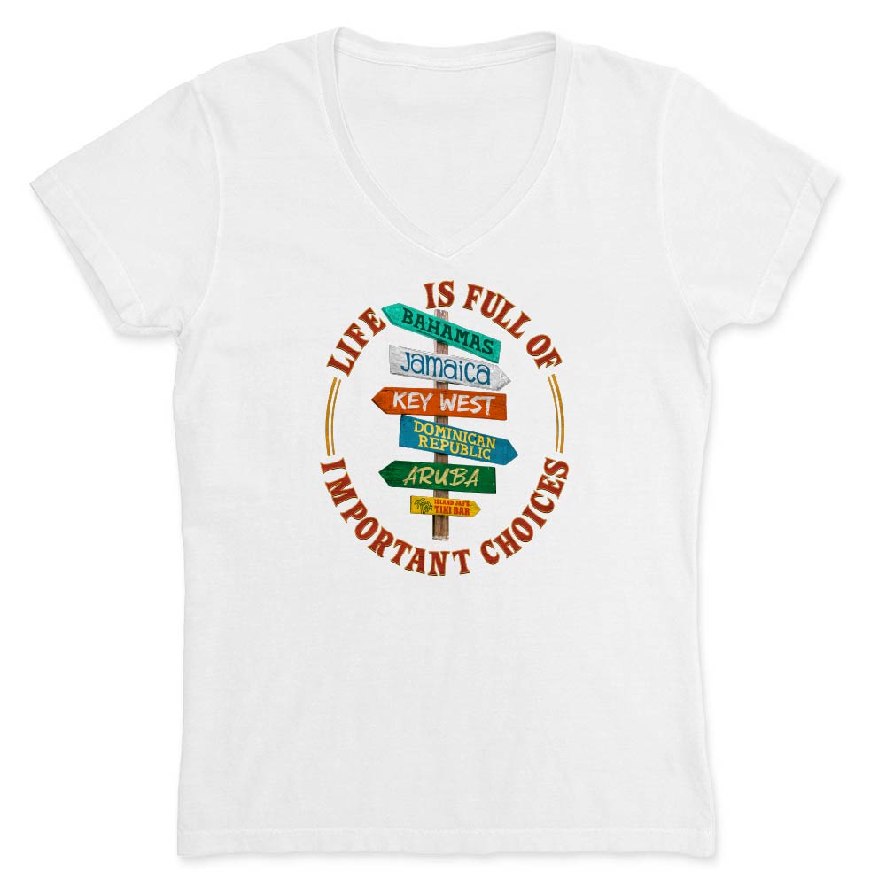 White t-shirt with colorful graphic and text on a white background