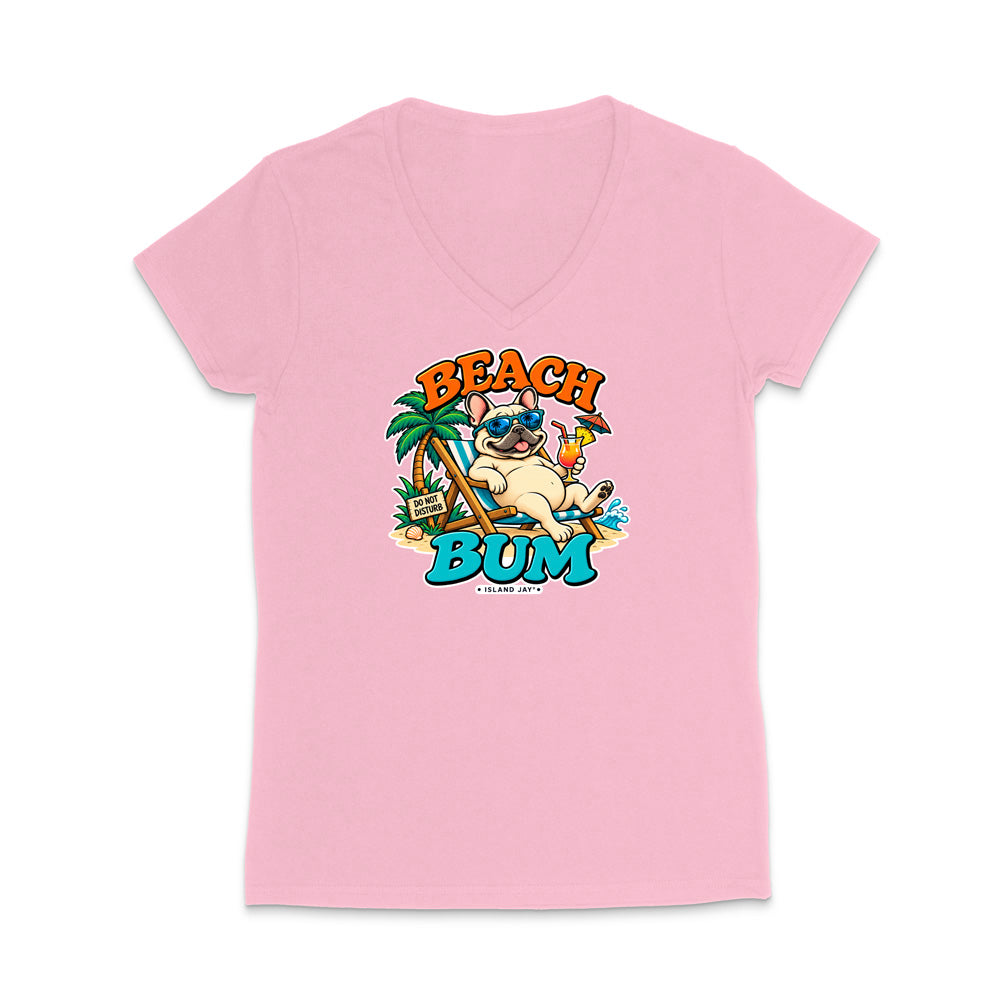 Beach Bum Dog WOMEN'S V-Neck T-Shirt