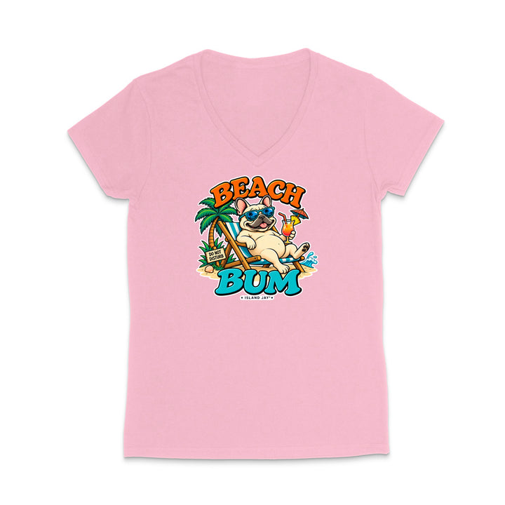 Beach Bum Dog WOMEN'S V-Neck T-Shirt