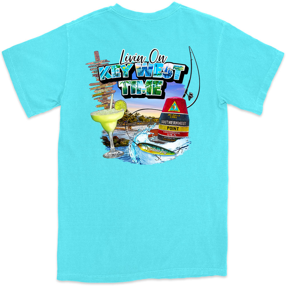 Livin On Key West Time Howard Livingston T-Shirt Lagoon Blue
