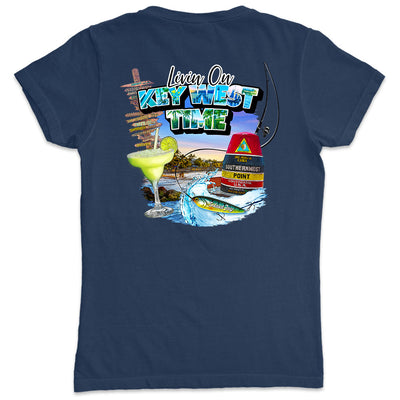 Women's Livin On Key West Time Howard Livingston V-Neck T-Shirt Navy