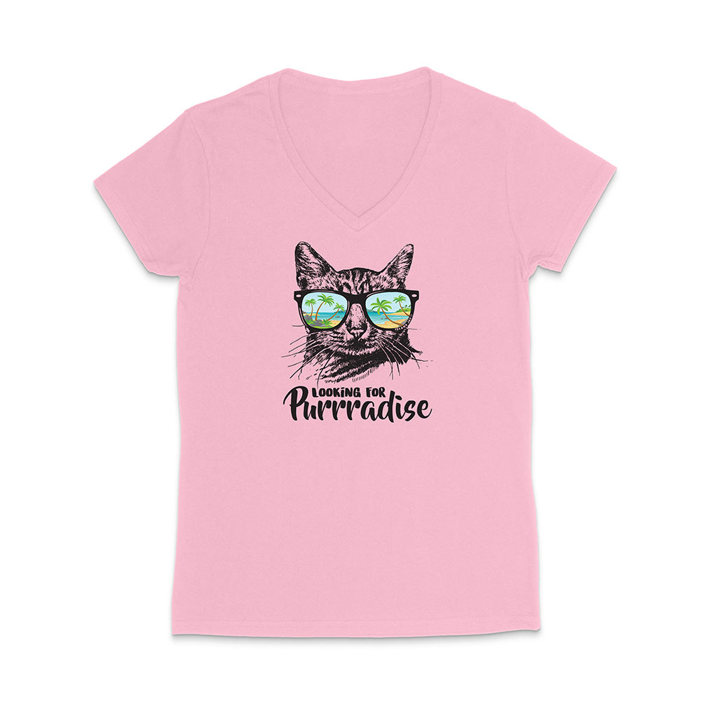 Pink t-shirt with a cat graphic and text on a white background