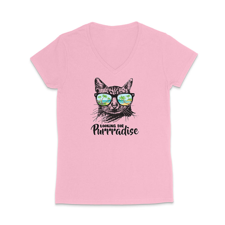 Pink t-shirt with a cat graphic and text on a white background