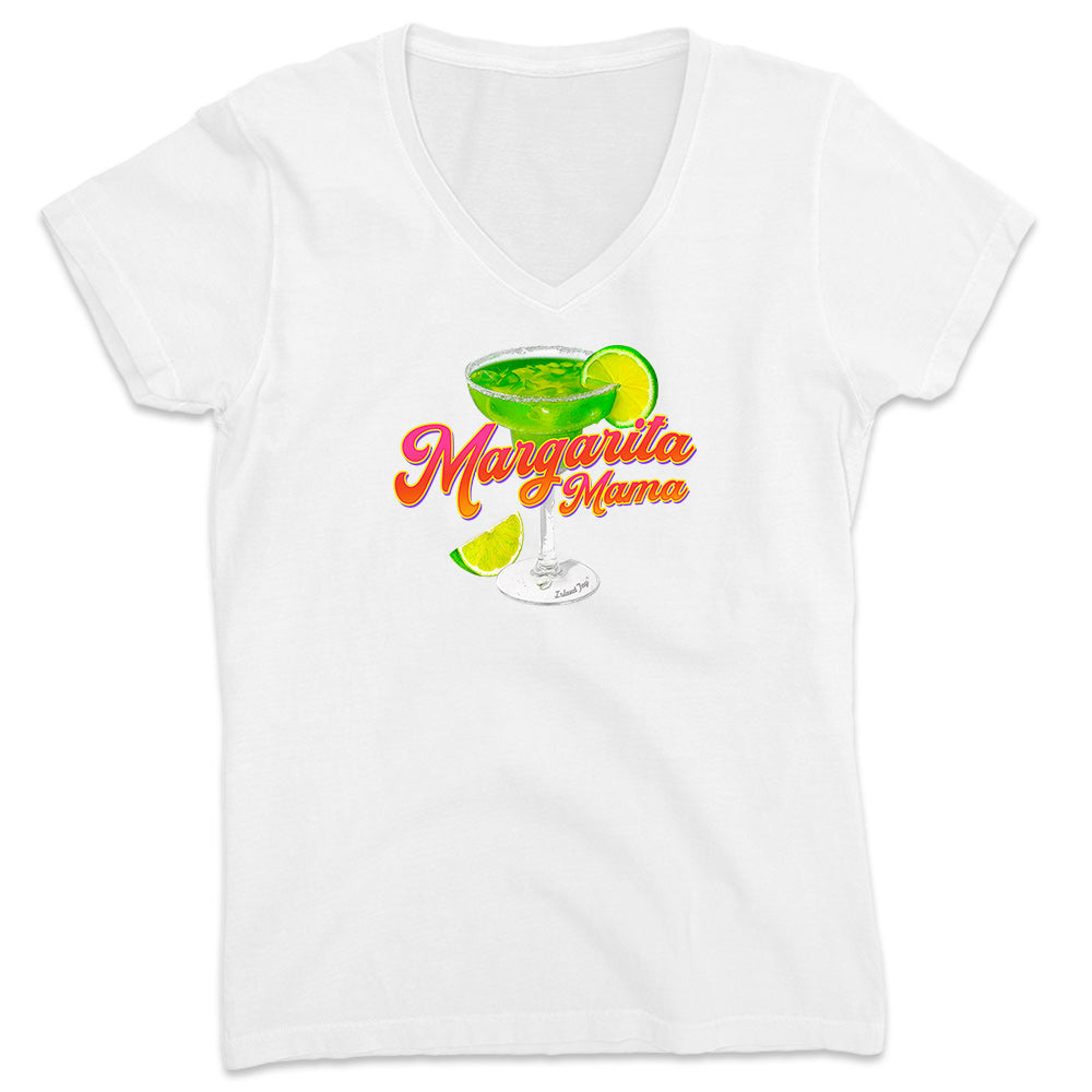 Women's Margarita Mama V-Neck T-Shirt Ocean White