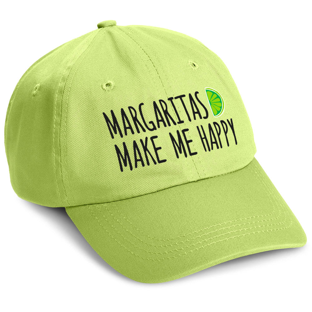 Margaritas Make Me Happy Embroidered Hat Lime Green