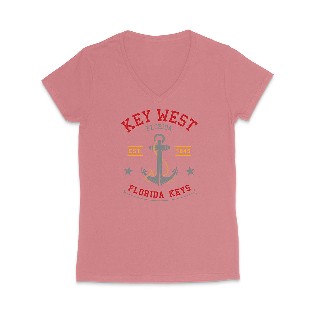 Pink t-shirt with 'Key West, Florida Keys' design on a white background