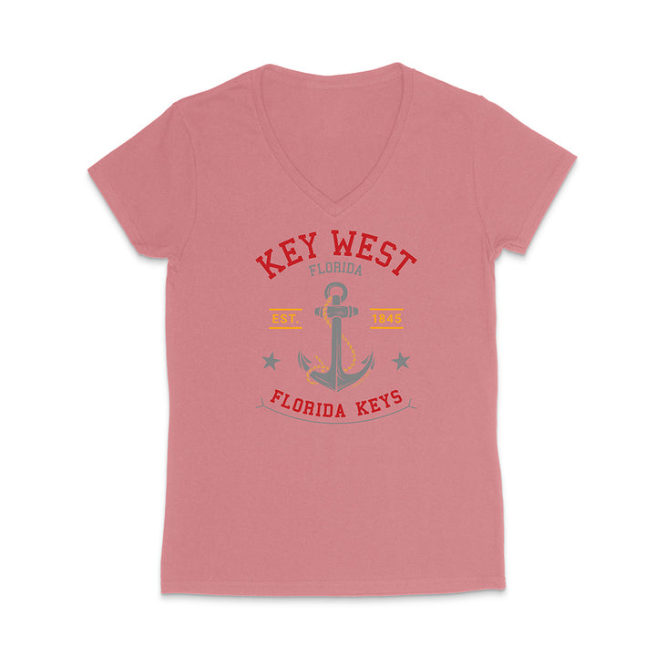 Pink t-shirt with 'Key West, Florida Keys' design on a white background