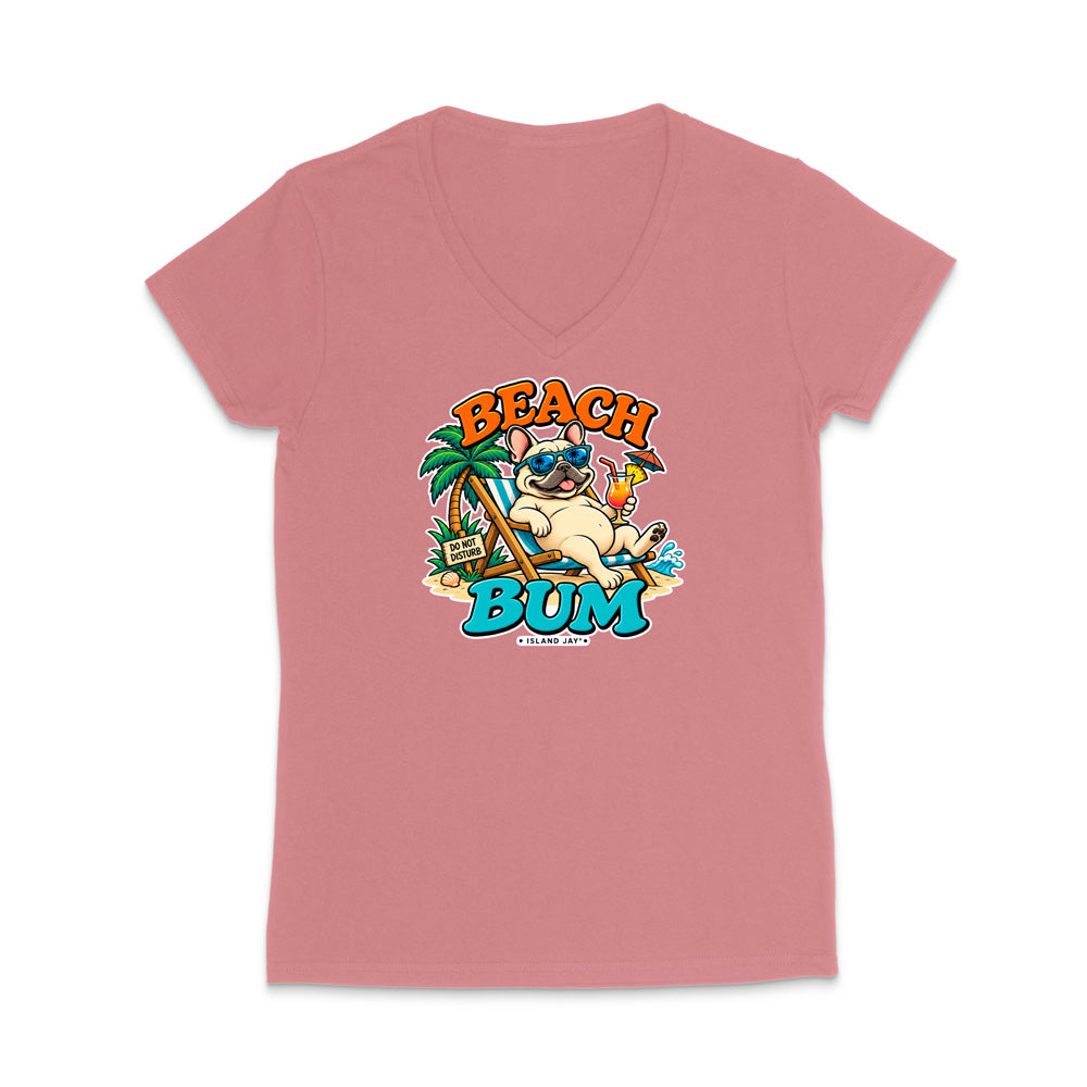 Beach Bum Dog WOMEN'S V-Neck T-Shirt