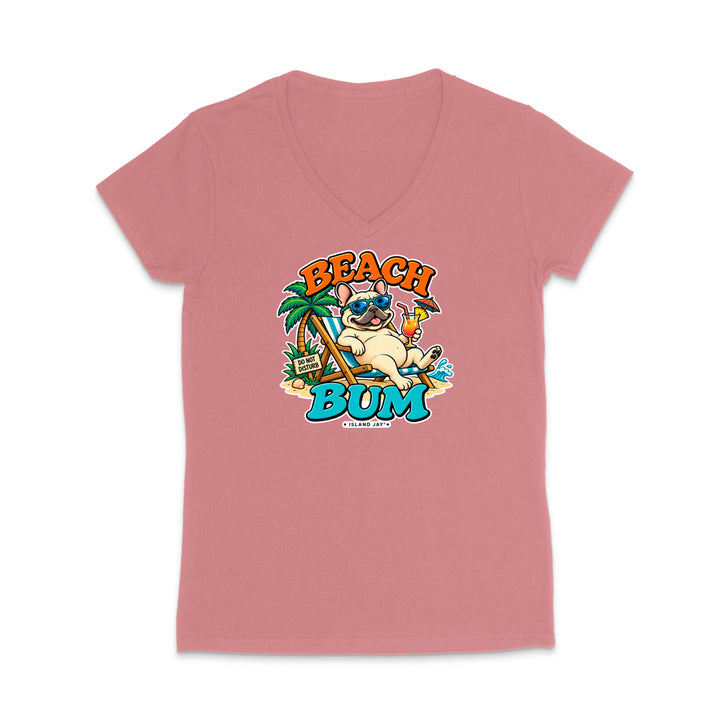 Beach Bum Dog WOMEN'S V-Neck T-Shirt
