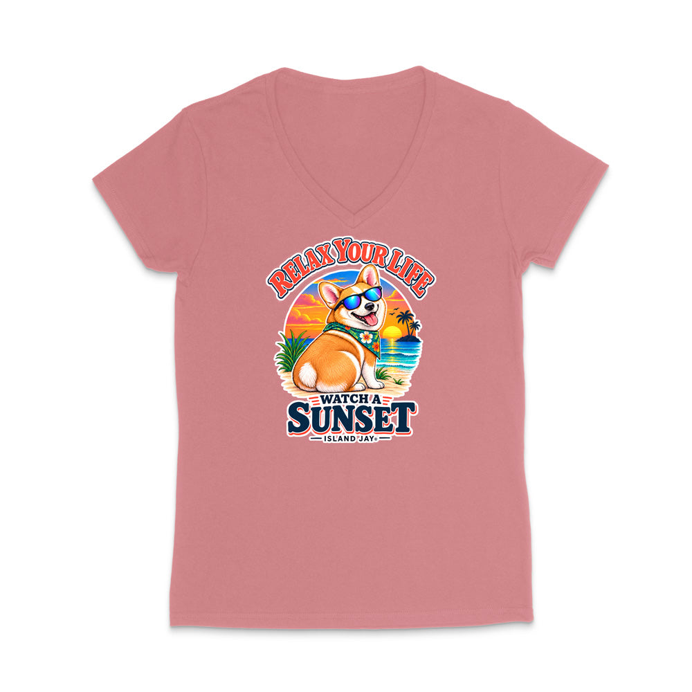 Relax Your Life Watch a Sunset WOMEN'S V-Neck T-Shirt