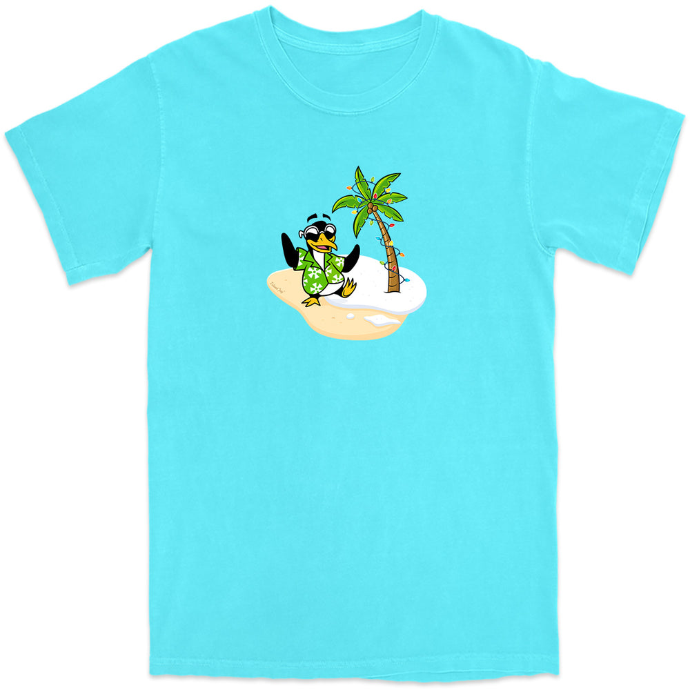 Tux's Beach Day Holiday T-Shirt Lagoon Blue