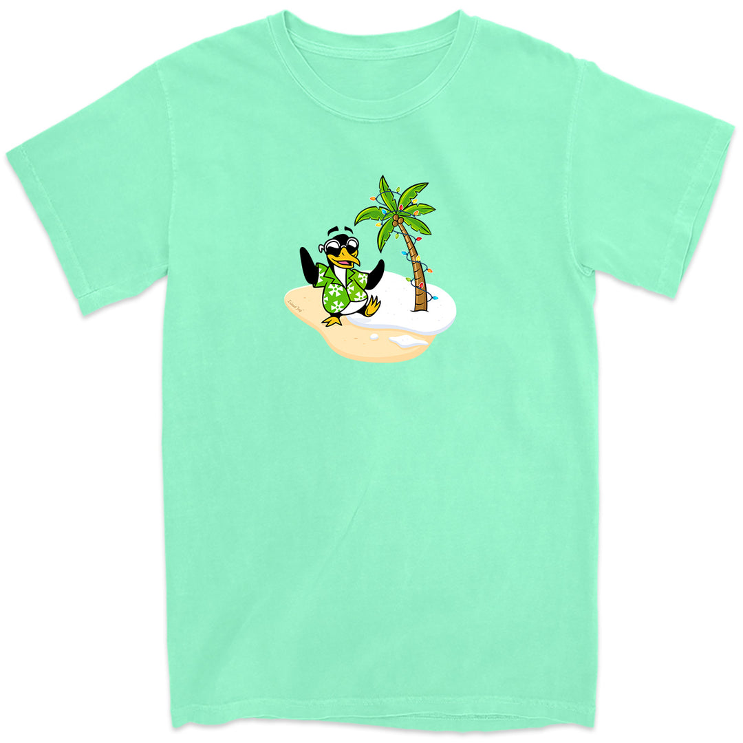 Tux's Beach Day Holiday T-Shirt Island reef Green