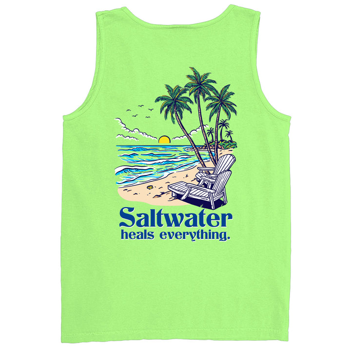 Saltwater Heals Everything Tank Top Lime